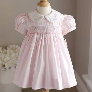 Rare Pink Smocked Traditional Heirloom Dress Boutique Spring Portrait 18 Months